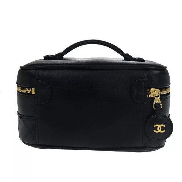 CHANEL CC Logo Bicolore Vanity Hand Bag Leather Black GHW Italy authentic - Picture 3 of 15